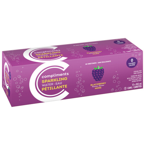 Compliments Sparkling Water Blackberry 12 x 355 ml (cans)