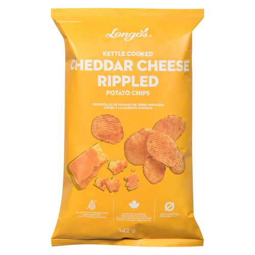 Longo's Kettle Crinkle Chips Cheddar 150 g