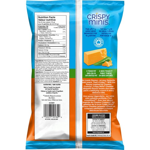 Quaker Crispy Minis Brown Rice Cakes Cheddar Jalapeno 90 g