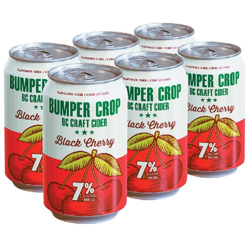 Bumper Crop 7% Alcohol Ciders Black Cherry 6 x 355 ml (cans)