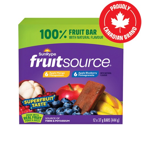 SunRype Fruitsource 100% Fruit Bar Variety Pack 12 x 37 g