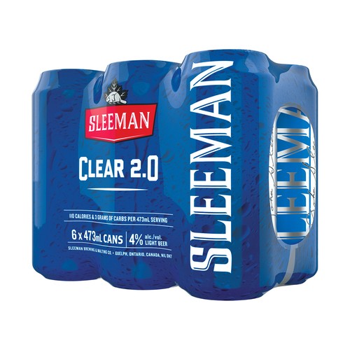 Sleeman 4% Alcohol Beer Clear 2.0 6 x 473 ml (cans)