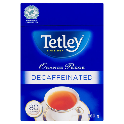 Tetley Tea Decaf Orange Pekoe 80 Tea Bags
