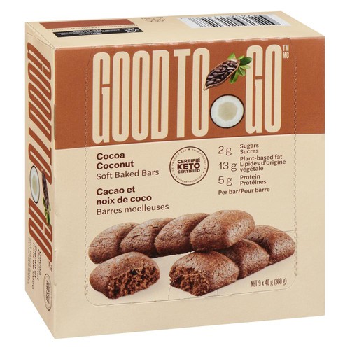 Good To Go Gluten-Free Keto Bars Cocoa Coconut 9 x 40 g