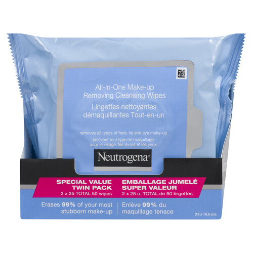 Neutrogena Duo All-In-One Makeup Wipes 50 Sheets