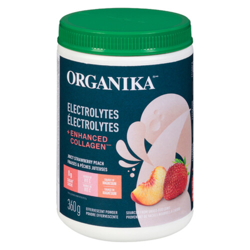 Organika Collagen Electrolytes Nutritional Supplements Strawberry Peach 360 g