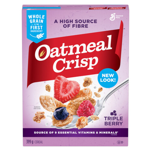 Oatmeal Crisp Cereal High Fibre and Whole Grains Triple Berry 399 g