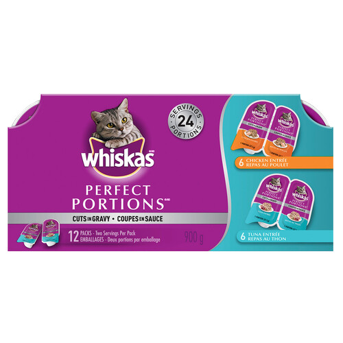 Whiskas Perfect Portions Wet Cat Food Cuts in Gravy Chicken & Tuna Multipack 12 x 75 g