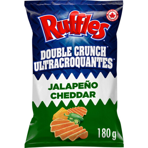Ruffles Double Crunch Potato Chips Jalapeño Cheddar Flavoured 180 g