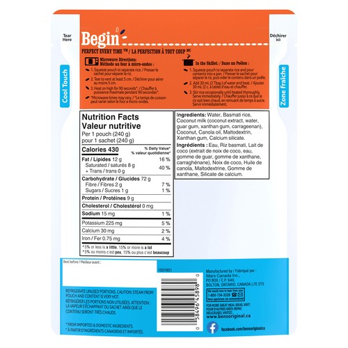 Ben's Original Bistro Express Rice Side Dish Coconut Flavoured 240 g