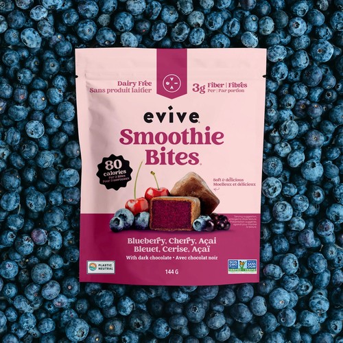 Evive No Sugar Added Smoothie Bites Acai Covered Dark Chocolate Blueberry And Cherry 144 g (frozen)