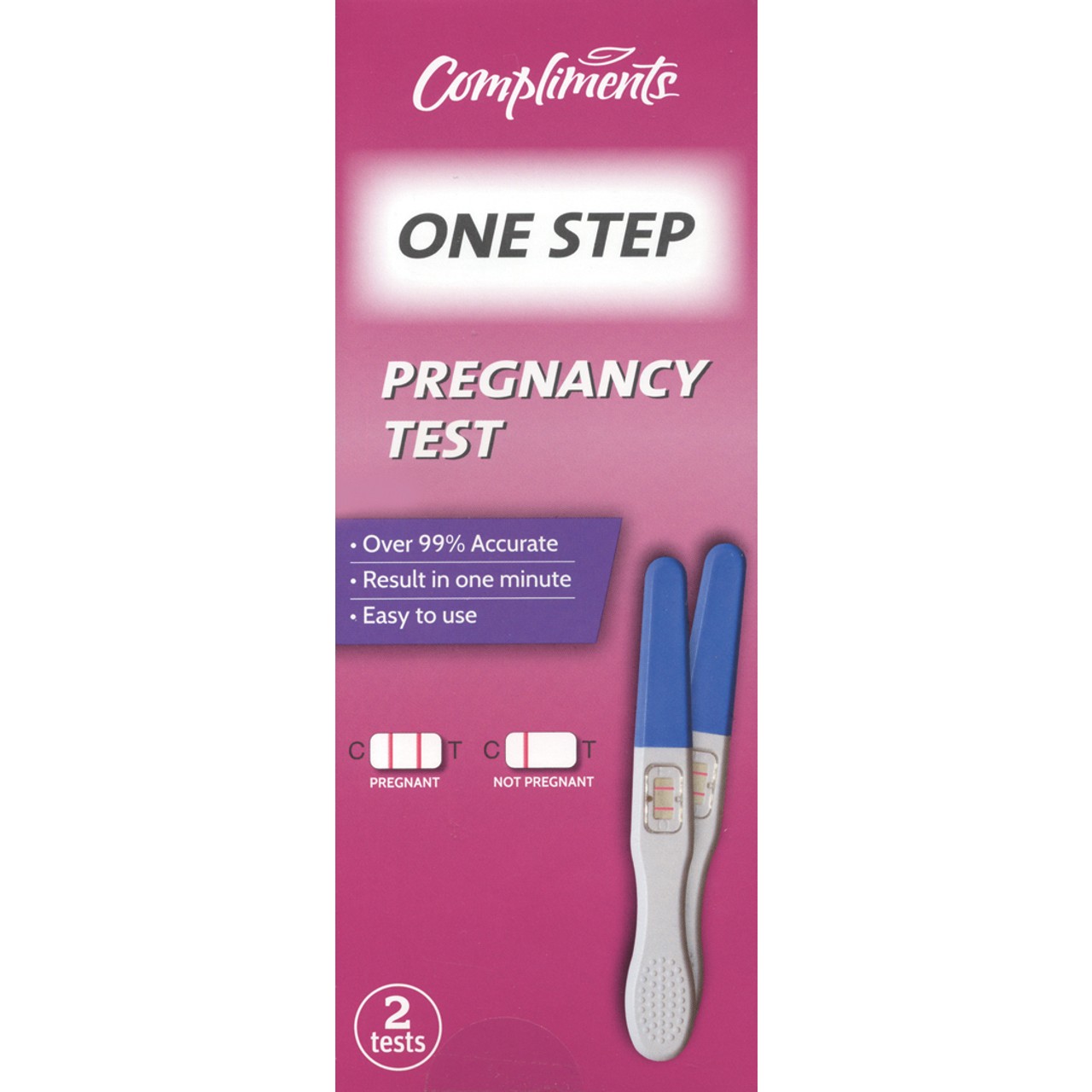 Compliments One Step Pregnancy Test 2 Tests 2 EA - Voilà Online ...