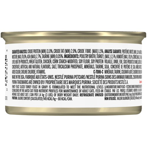 Fancy Feast Sliced Wet Cat Food Turkey Feast 85 g