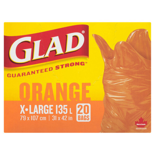 Glad Garbage Bags Orange Extra Large 135 L 20 Bags