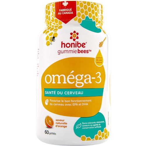 Honibe Omega 3 Brain Health Gummies Natural Orange 60 EA