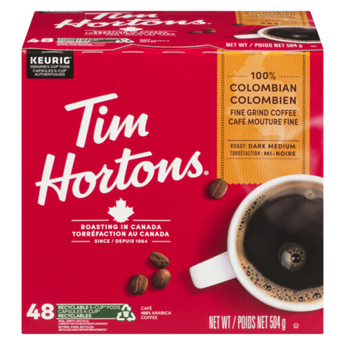 Tim Hortons Coffee 100% Colombian Dark Medium 48 K-Cups 504 g