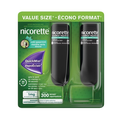 Nicorette Nicotine QuickMist Spray 1 mg Mild Spearmint Duo Pack 300 Sprays