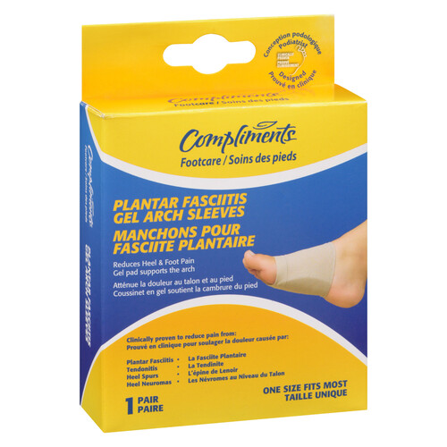 Compliments Footcare Plantar Fasciitis Gel Arch Sleeves One Size Fits Most