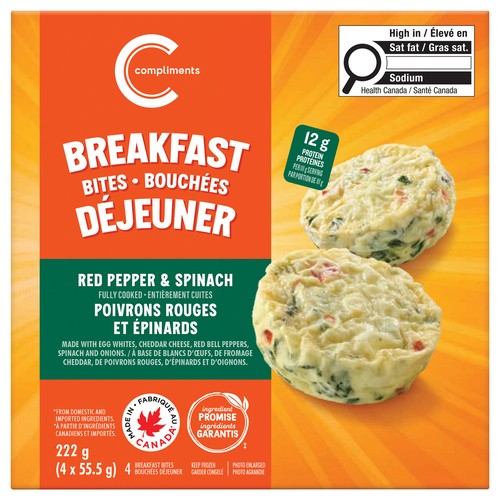 Compliments Breakfast Bites Red Pepper & Spinach Egg White 222 g (frozen)