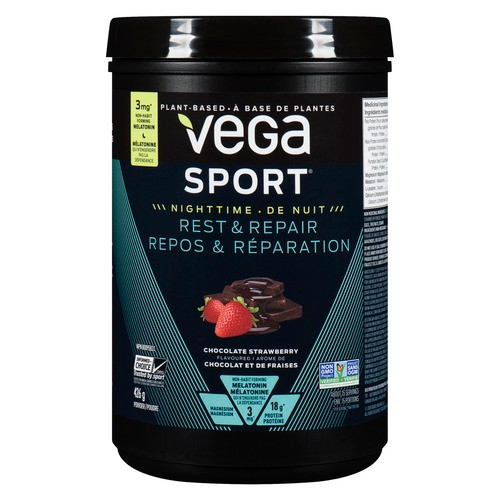 Vega Sport Rest & Repair Plant-Based Chocolate Strawberry Protein Powder 426 g