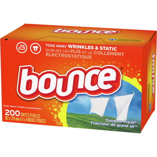 Bounce Fabric Softener Sheets Outdoor Fresh 200 Count
