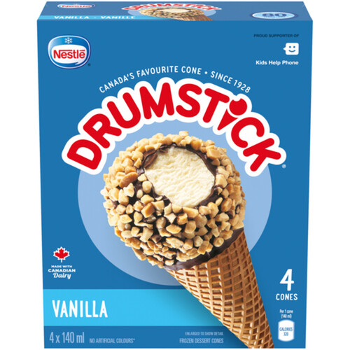Nestlé Drumstick Frozen Dessert Cones Vanilla 4 x 140 ml