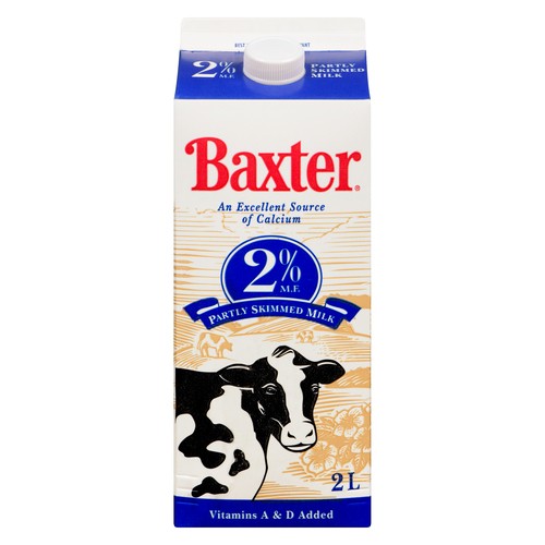 Baxter 2% Milk Carton Partly Skimmed 2 L