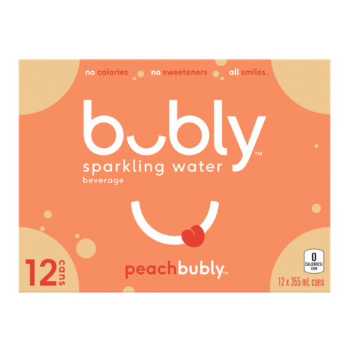 Bubly Sparkling Water Peach 12 x 355 ml (cans)
