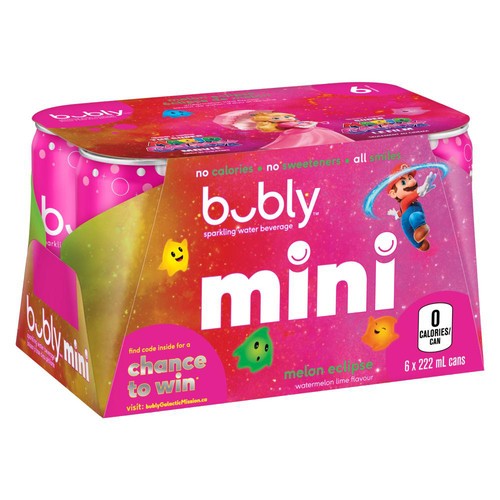 Bubly Sparkling Water Melon Eclipse 6 x 222 ml (cans)