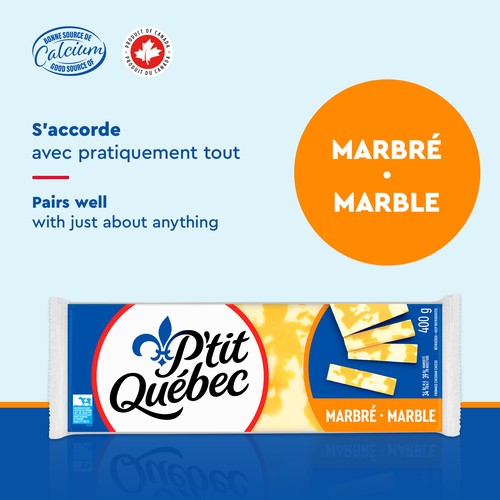 P'tit Québec Block Cheese Marble Cheddar 400 g