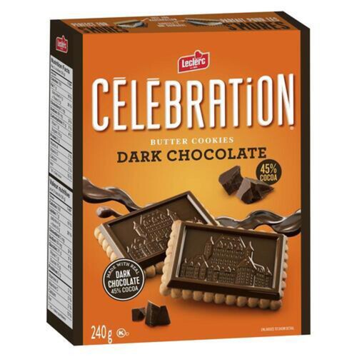 Leclerc Celebration Butter Cookies Dark Chocolate 240 g