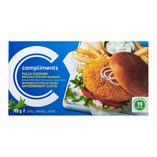 Compliments Frozen Burgers Fully Cooked Chicken 785 g 