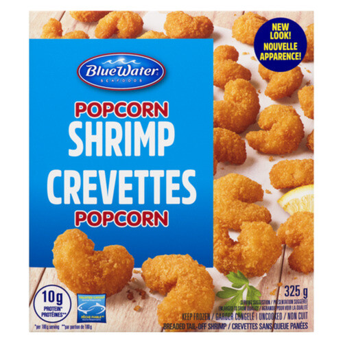 BlueWater Seafoods Frozen Breaded Tail-Off Popcorn Shrimp 325 g