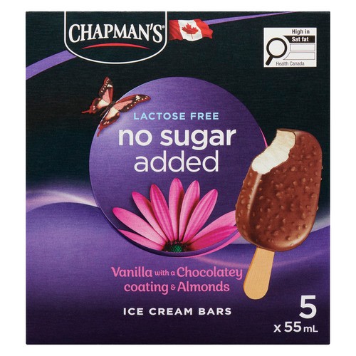 Chapman's Lactose Free Ice Cream Bars Vanilla With Almonds 5 x 55 ml