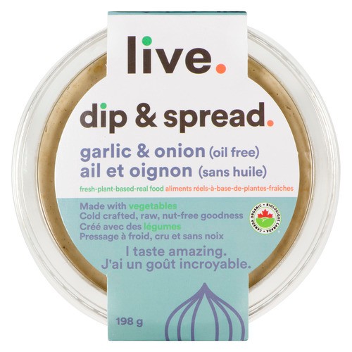 Live Organic Food Dairy-Free Dip & Spread Garlic & Onion 198 g