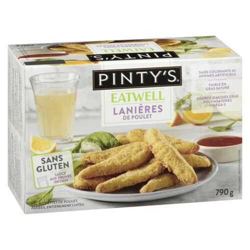 Pinty's Breast Strip Eat Well Cutlettes Breaded Fully Cooked Chicken 790 g (frozen)