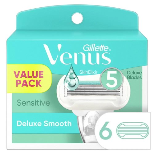Gillette Venus Deluxe Smooth Sensitive Razor Blade Refill 6 Cartridges 