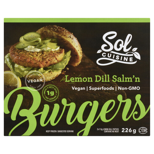 Sol Cuisine Frozen Vegan Burgers Lemon Dill Salm'n 226 g