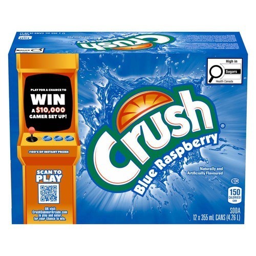 Crush Soft Drink Blue Raspberry 12 x 355 ml (cans)
