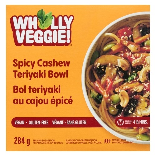 Wholly Veggie! Vegan Frozen Spicy Cashew Teriyaki Bowl Medium Spice 284 g