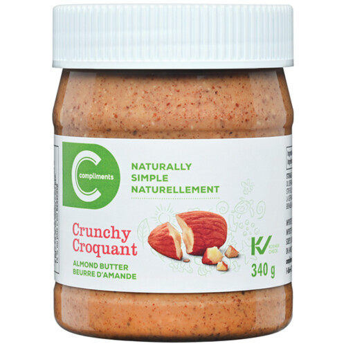 Compliments Naturally Simple Almond Butter 100% Natural Crunchy 340 g