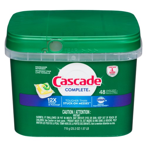 Cascade Complete Dishwasher Detergent Action Pacs Lemon 48 EA