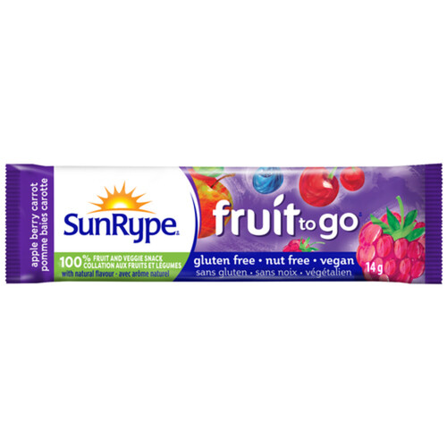SunRype Fruit To Go 100% Fruit Snack Apple Berry Carrot 14 g
