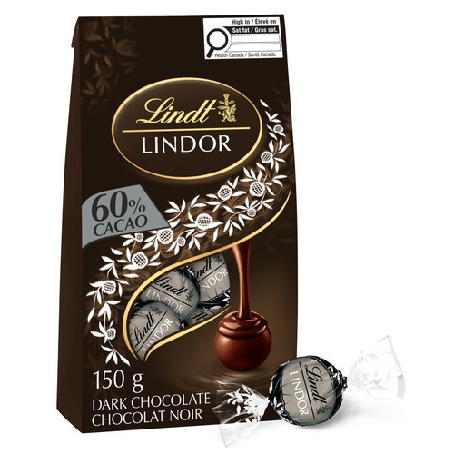 Lindt Lindor Chocolate Truffles Bag 60% Cacao Extra Dark 150 g