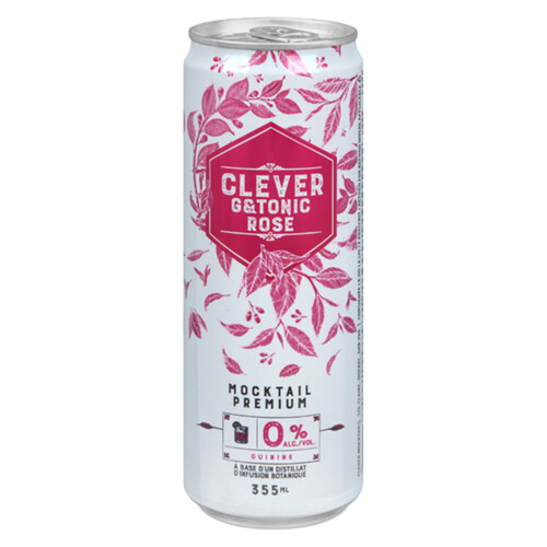 Clever Mocktail Non-Alcoholic Beverage Gin & Tonic Rose 355 ml (can)