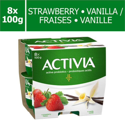 Activia Yogurt with Probiotics Strawberry Vanilla 8 x 100 g