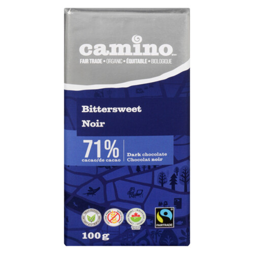 Camino Organic Dark Chocolate Bar Bittersweet 71% Cacao 100 g