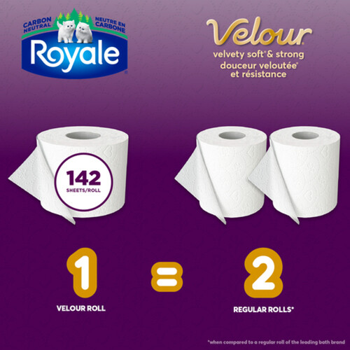 Royale Velour Toilet Paper 2-Ply 24 Rolls x 142 Sheets