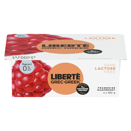Liberté Organic Greek 0% Yogurt Raspberry 400 g
