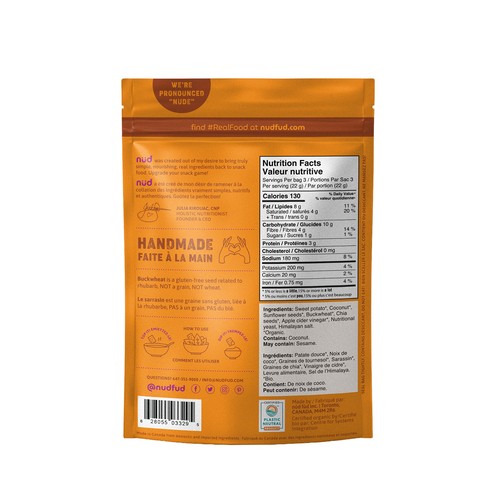 Nud Organic Vegan Sweet Potato Crackers Cheezy 66 g